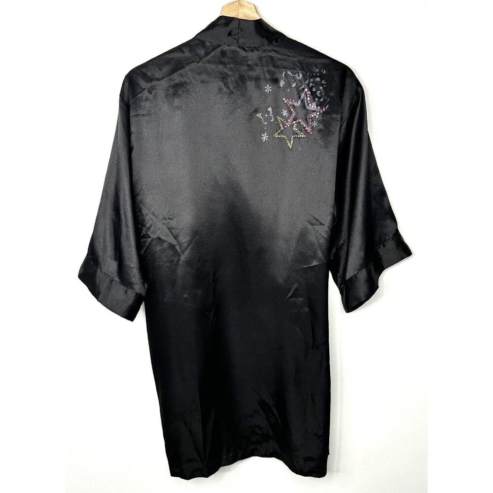 La Senza Womens Lingerie Kimono Robe Silky Feel Short Sleeve Black Small-Medium - Picture 2 of 11